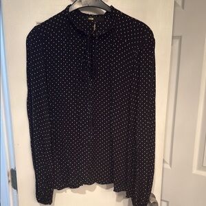 Maje Blue Buttoned Blouse with Mandarin Collar